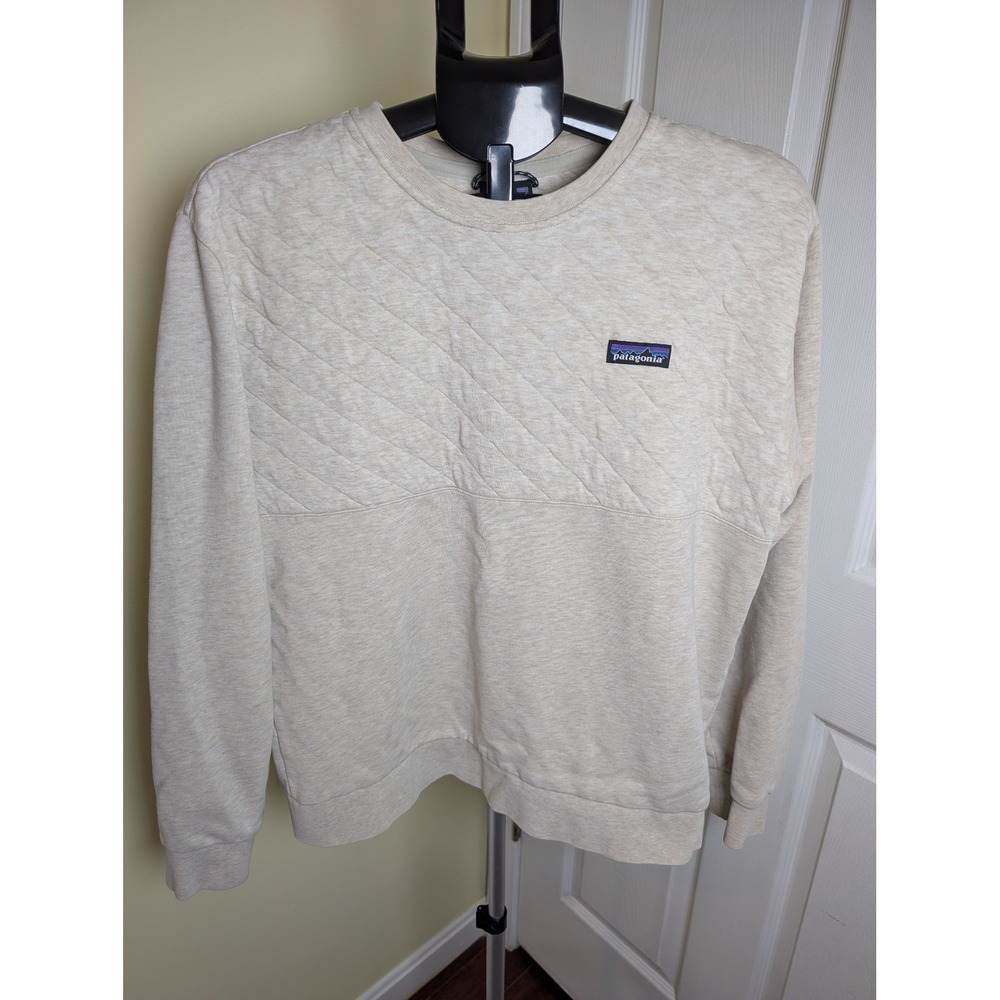 Patagonia Mens Organic Cotton Quilt Crewneck Sweatshirt Pumice M Pullover